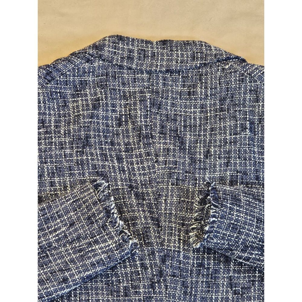 Paige Chelsea Tweed Blazer Linen Blend‎ Rayon Lined Button-Down Navy Size XS - Picture 12 of 14